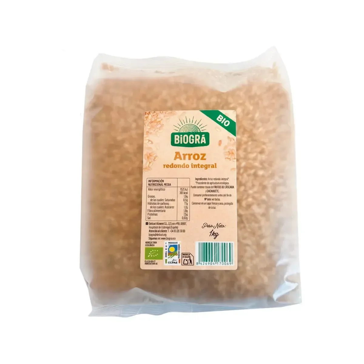 Arroz Redondo Integral Bio 1kg - Borboletamarket