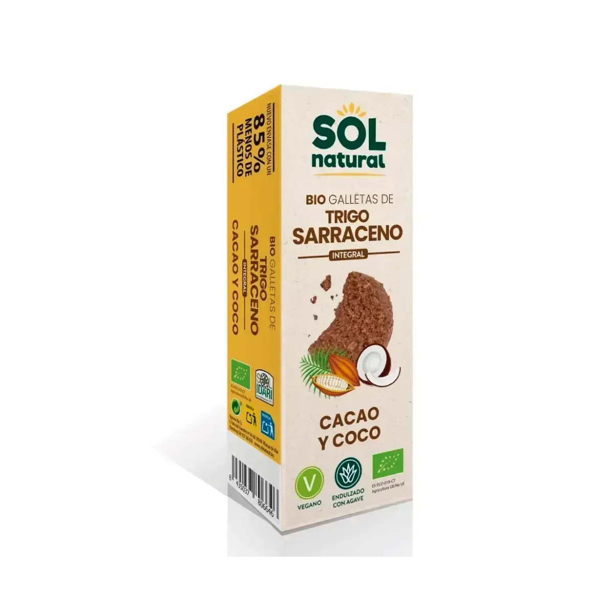 Galletas de Trigo Sarraceno Cacao-coco Bio Agave 175g - Borboletamarket