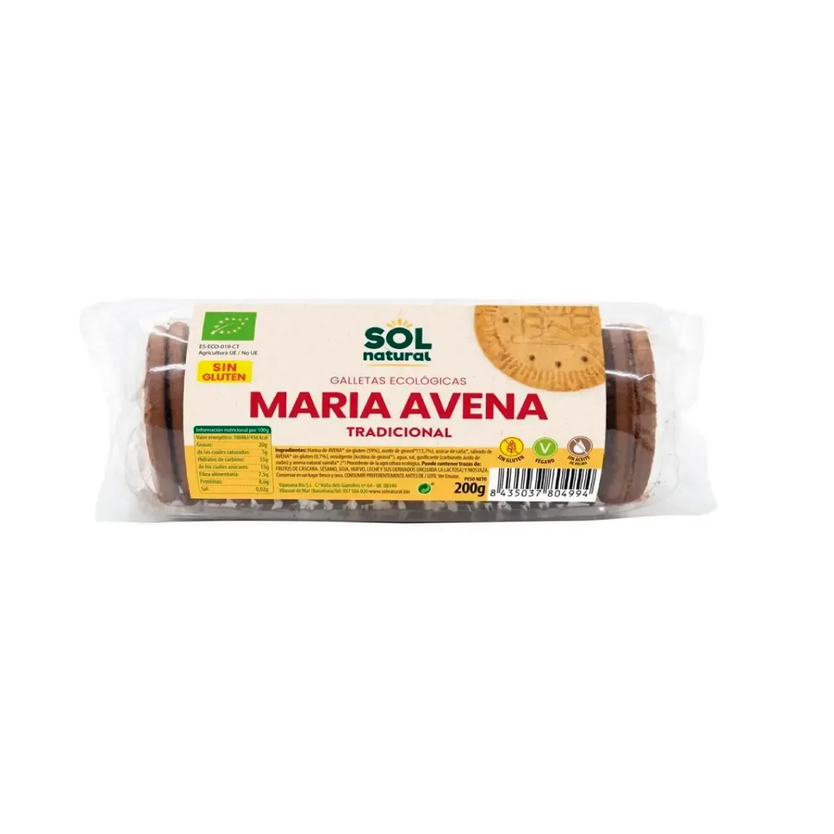 Galletas María Sin Gluten Avena 200g Bio - Borboletamarket