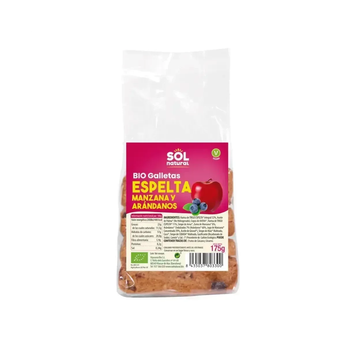 Galletas de Espelta y Manzana con arándanos - Borboletamarket
