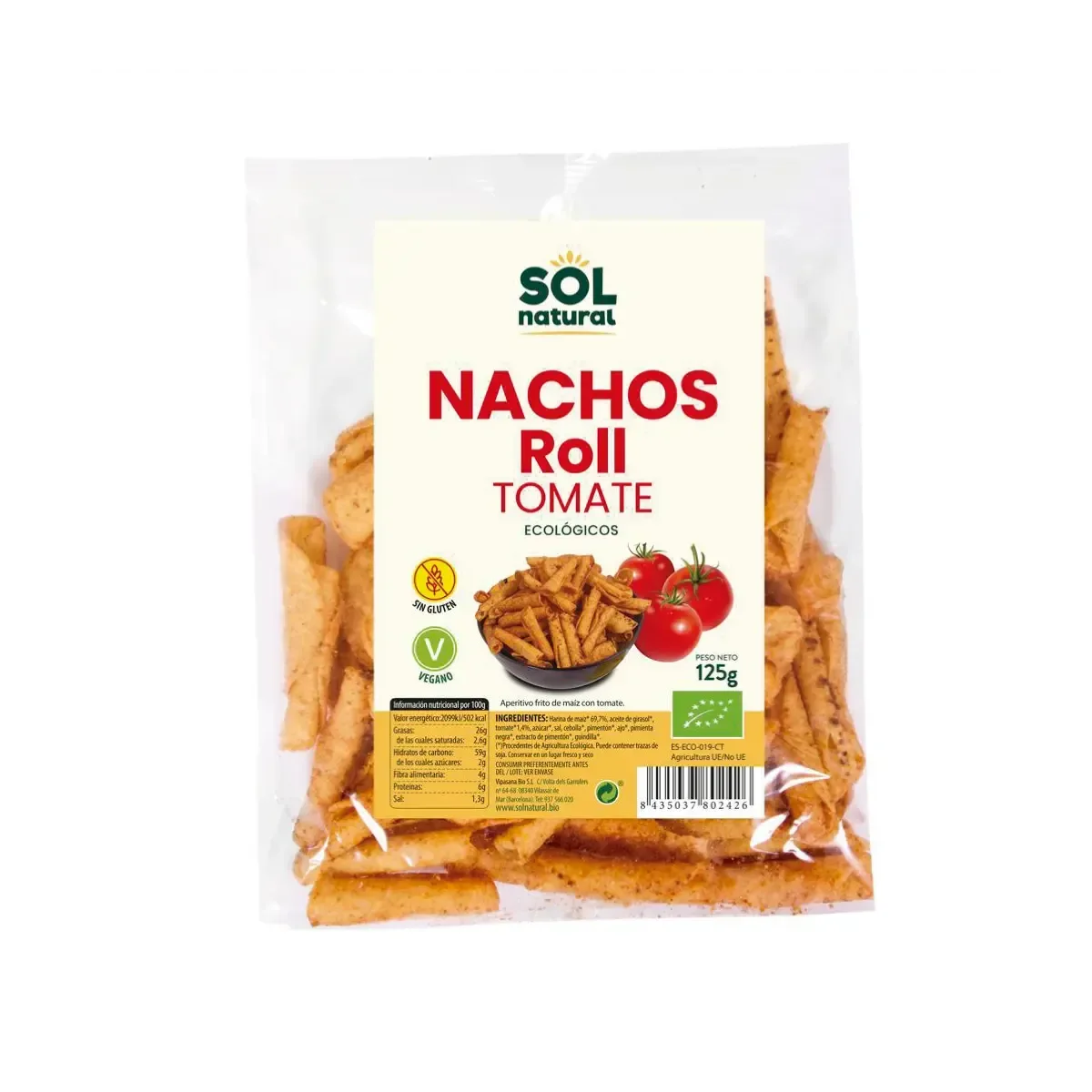 Nachos Roll Maíz y Tomate Bio - Borboletamarket
