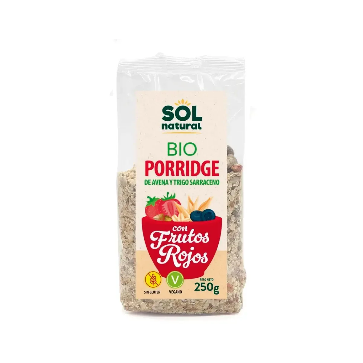 Porridge de Trigo Sarraceno y Frutos Rojos Bio 250g - Borboletamarket