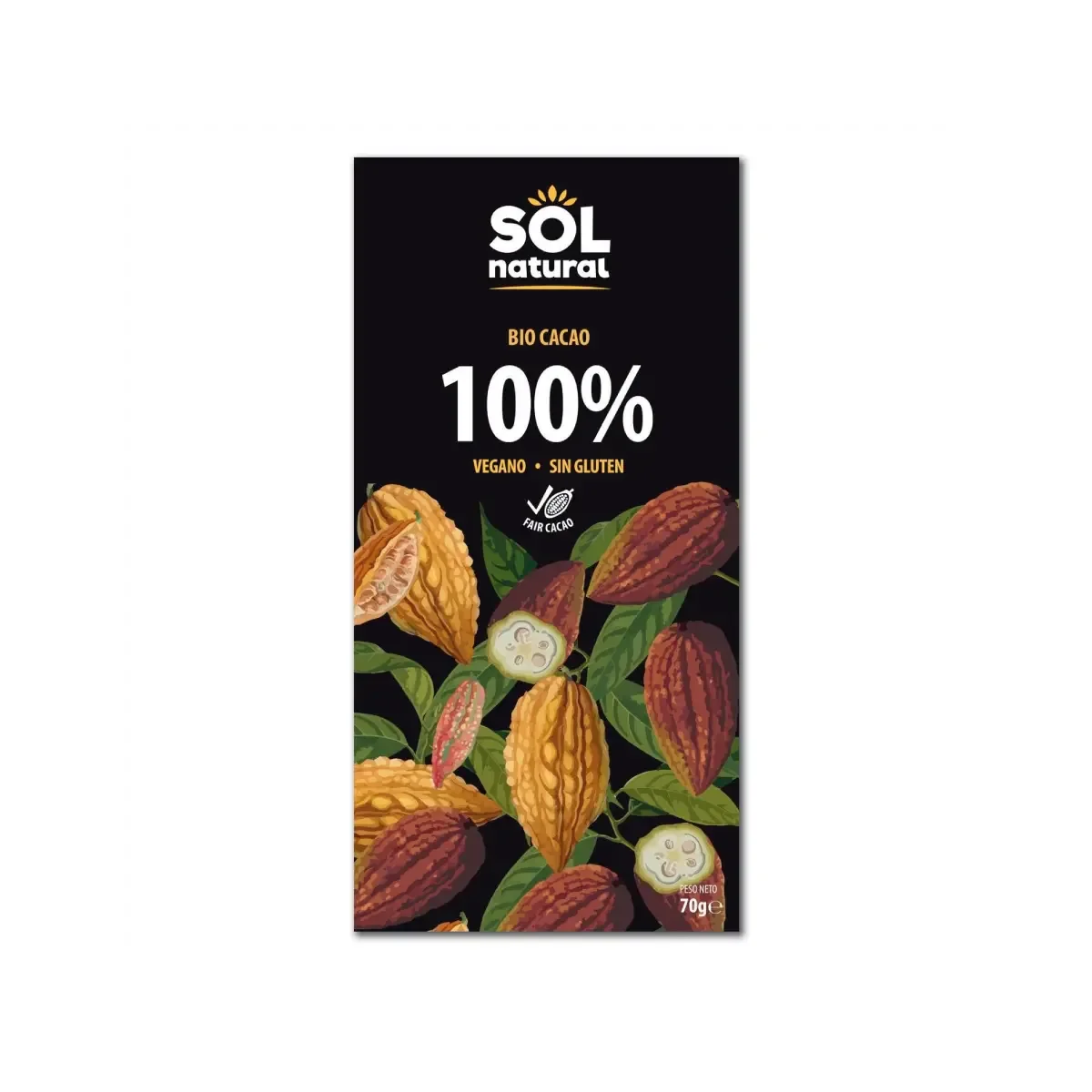 Tableta de Cacao Puro 100% Bio 70g - Borboletamarket
