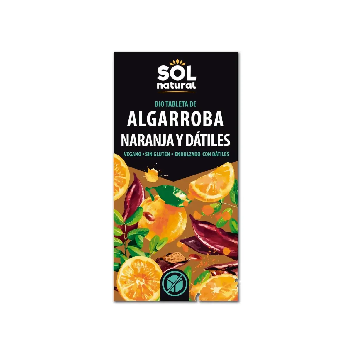 Tableta Algarroba con Naranja y Dátiles 70g Bio - Borboletamarket