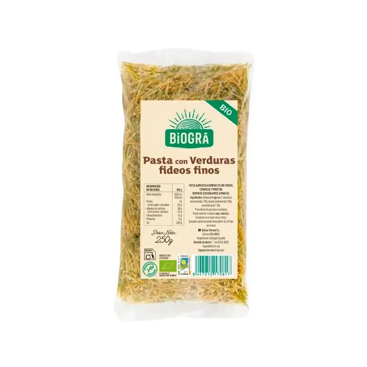 Fideo Fino Tricolor 250gr - Borboletamarket