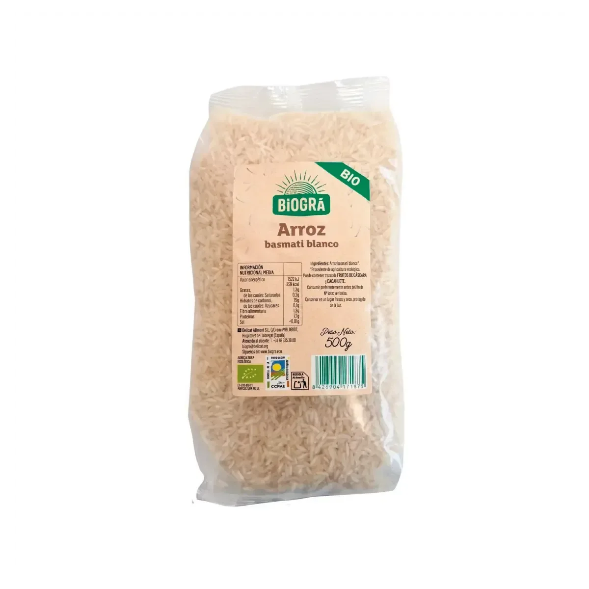 Arroz Basmati Blanco 500gr - Borboletamarket