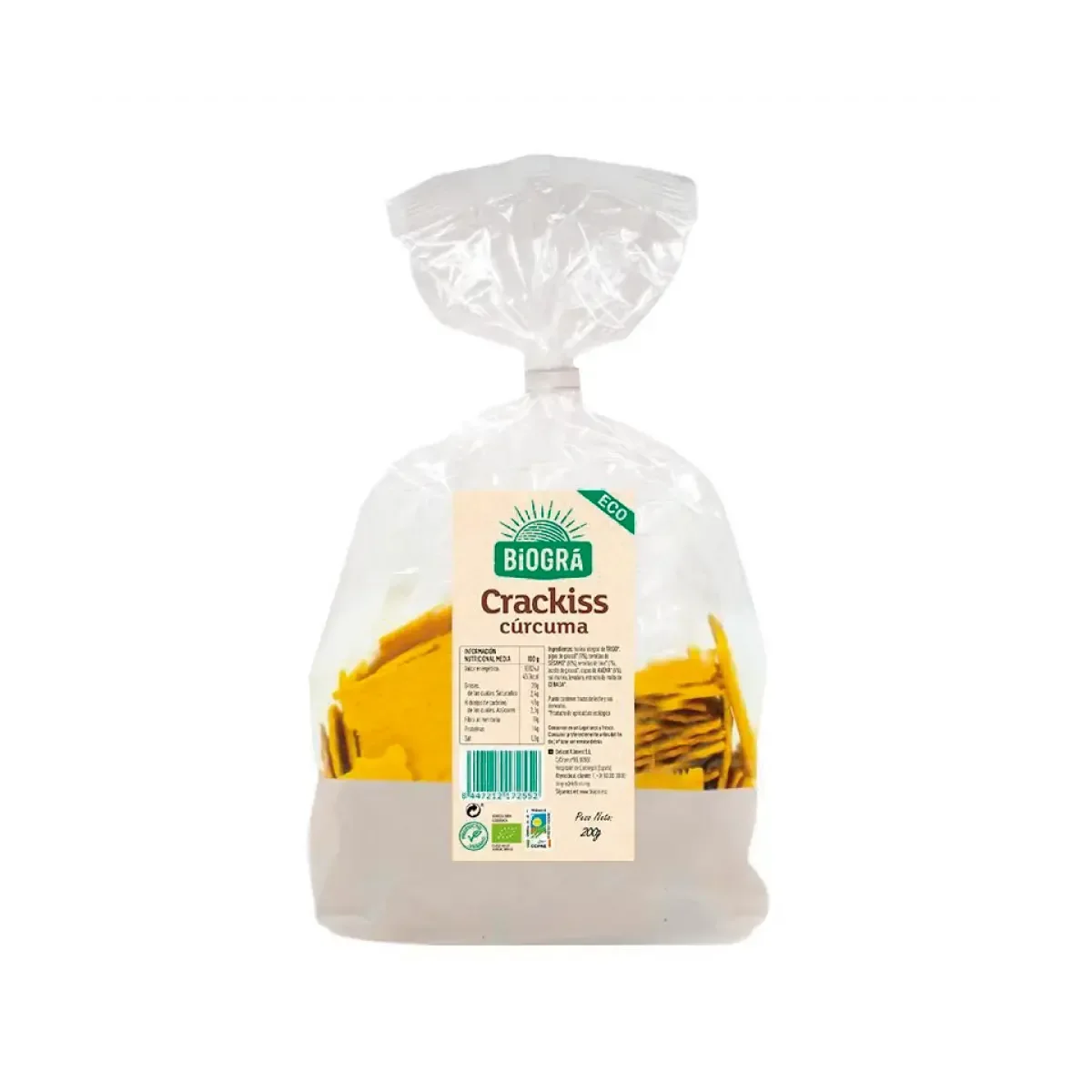Crackers Cúrcuma Bio Crackiss - Borboletamarket