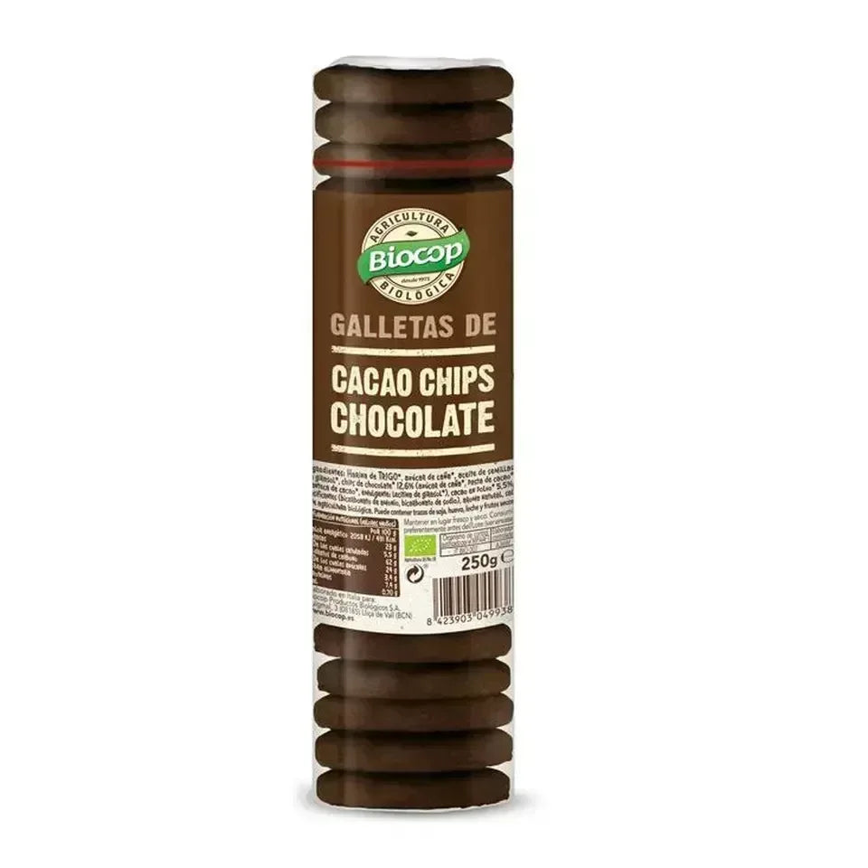 Galleta Cacao con Chips de Chocolate Biocop 250 G - Borboletamarket