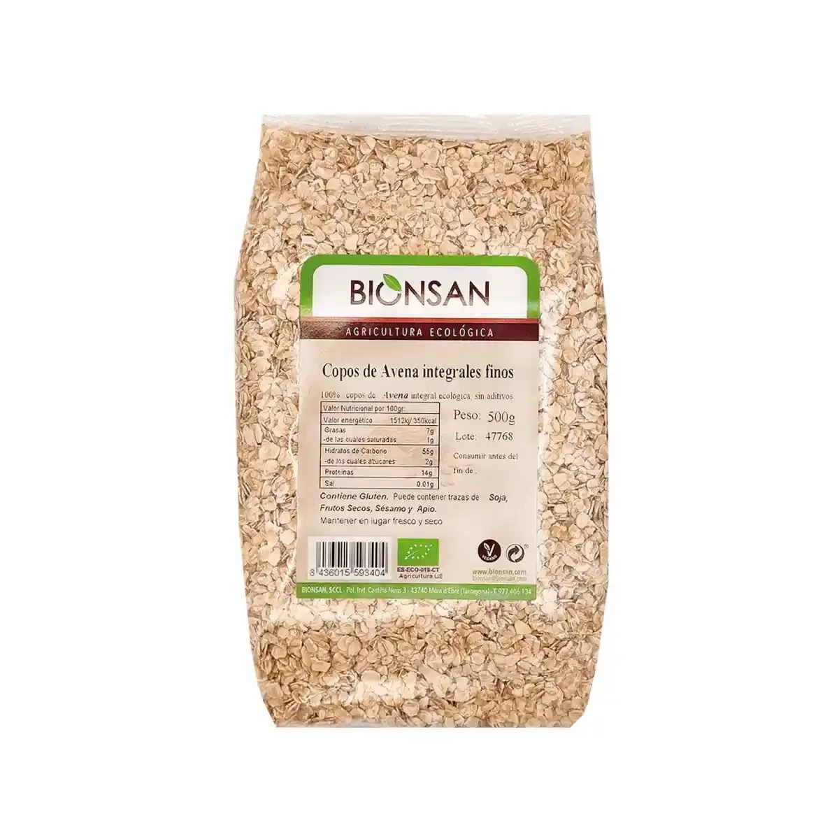 Copos de Avena Finos Ecológicos de Proximidad 500gr - Borboletamarket