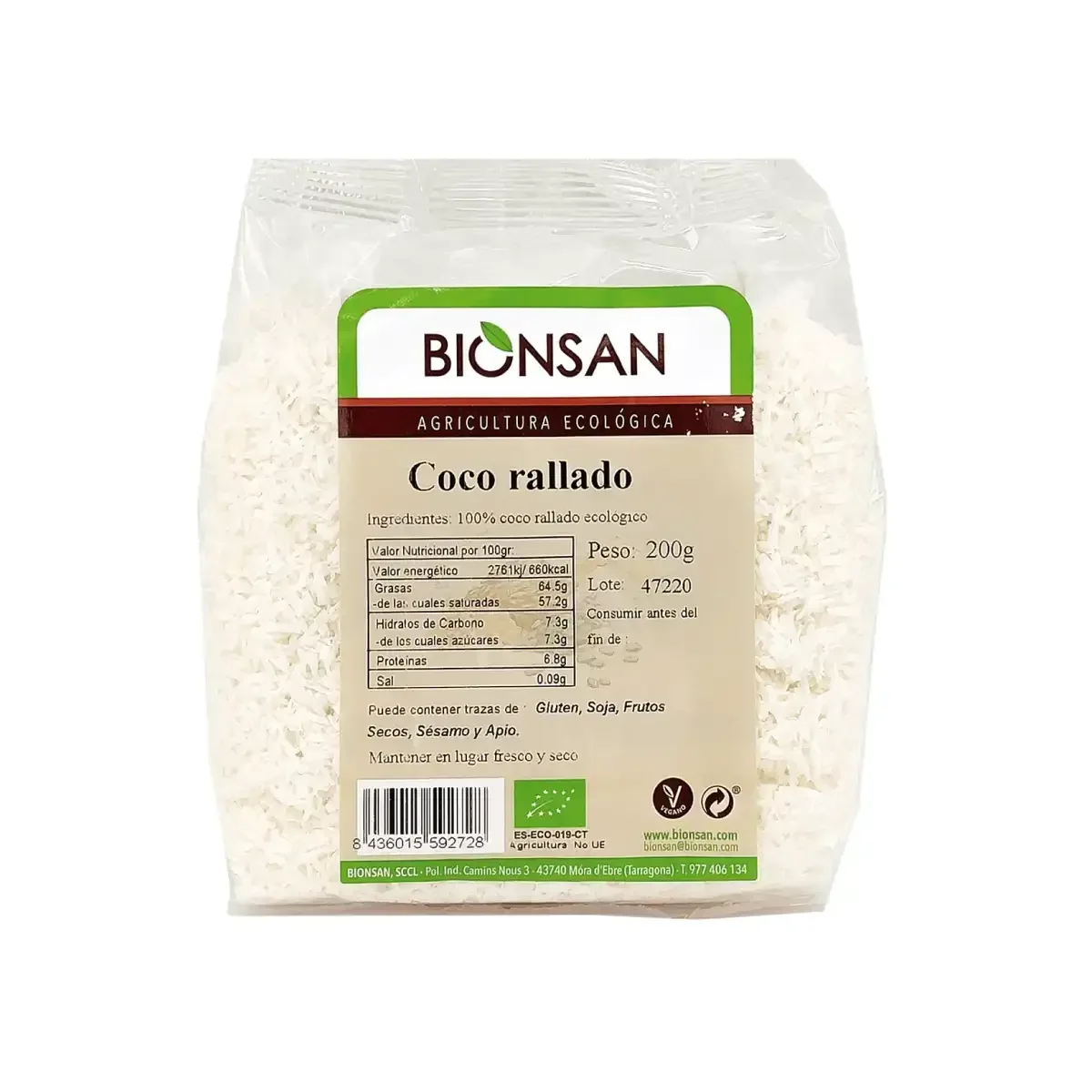 Coco Rallado Ecológico 200gr - Borboletamarket