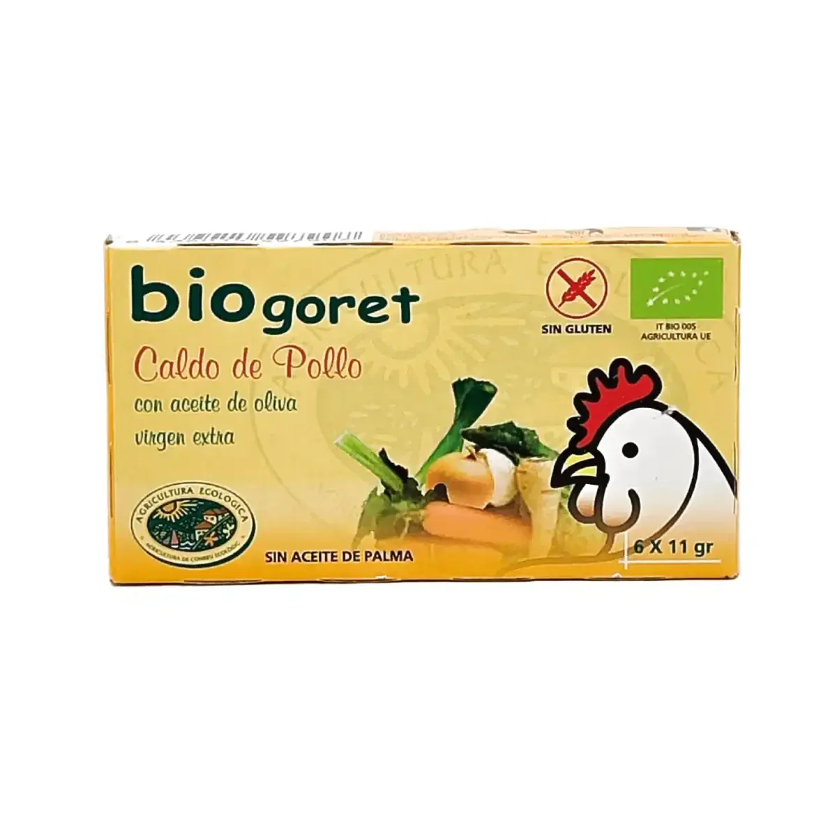 Caldo de Pollo con Verduras Ecológico (6 cubitos X 11gr) - Borboletamarket