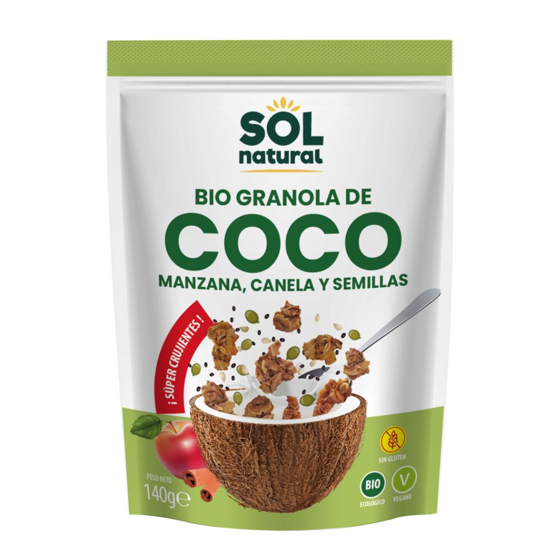 Granola Crunchy de Coco con Manzana y Canela 140g Bio
