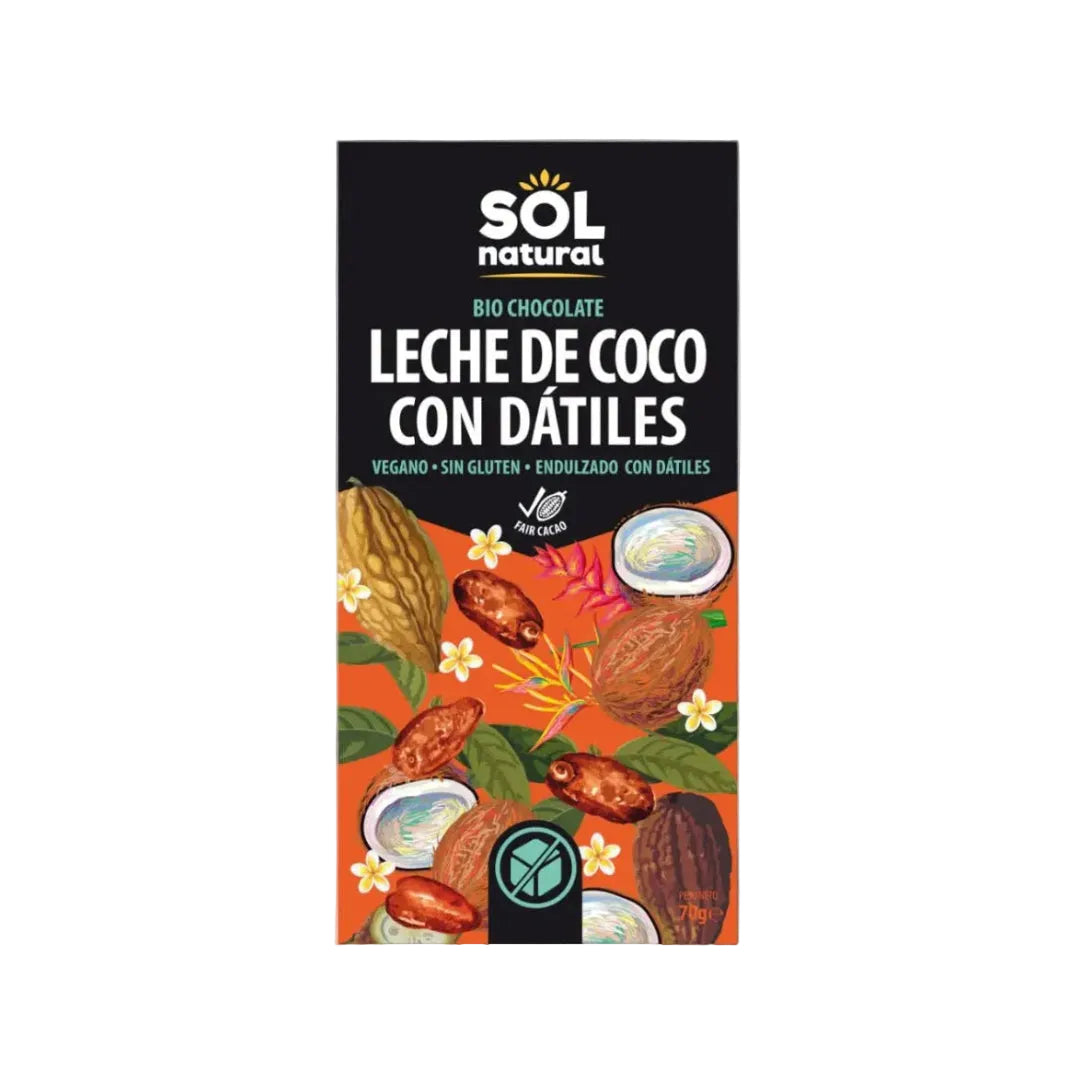 Tableta Chocolate Leche Coco con Dátiles 70g Bio
