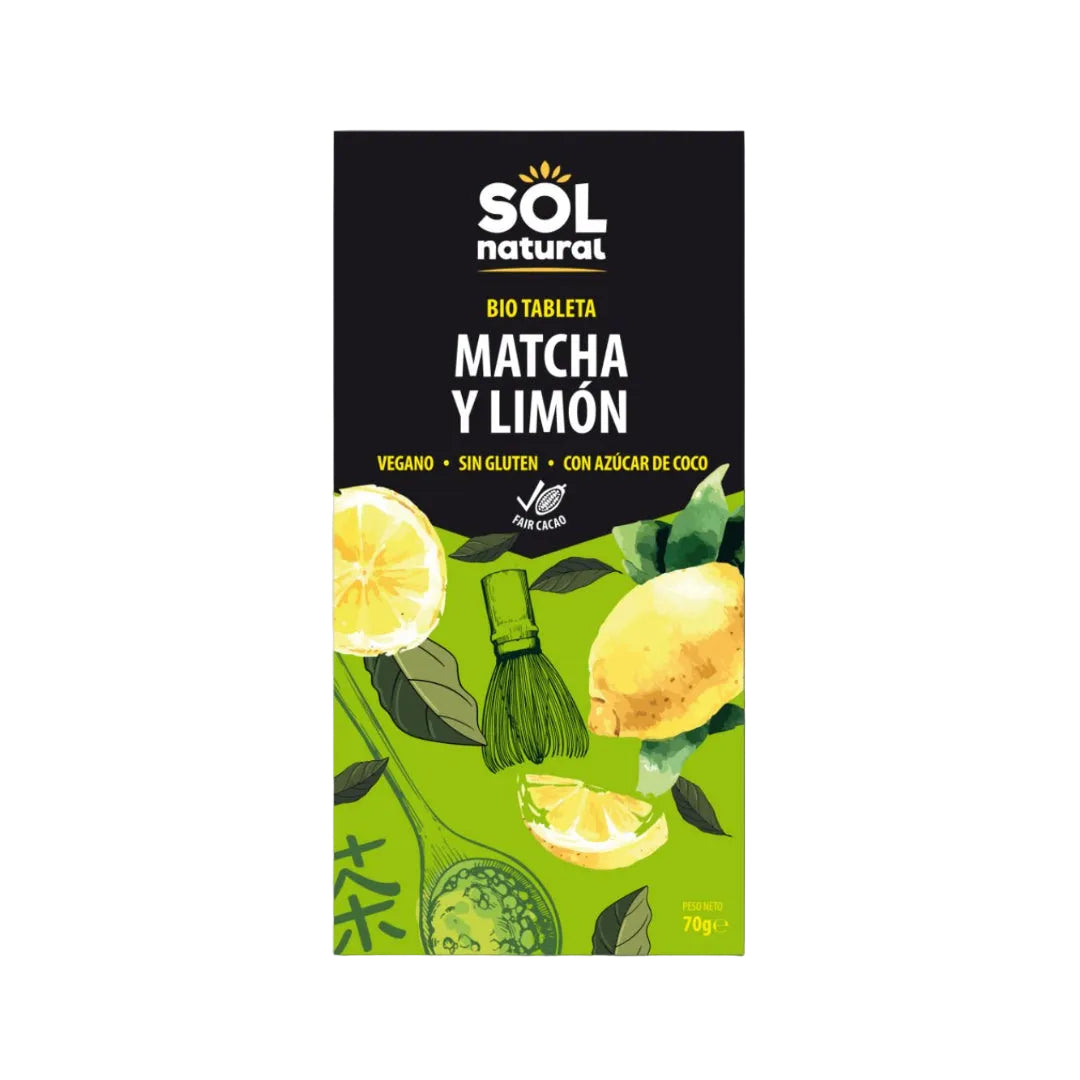 Tableta Chocolate con Matcha y Limón 70g Bio