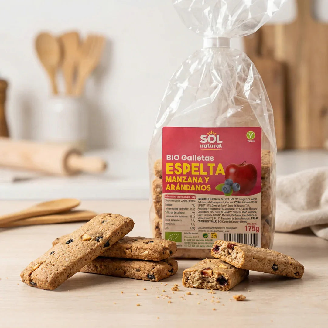 Galletas Espelta Manzana-arándanos 175g Bio