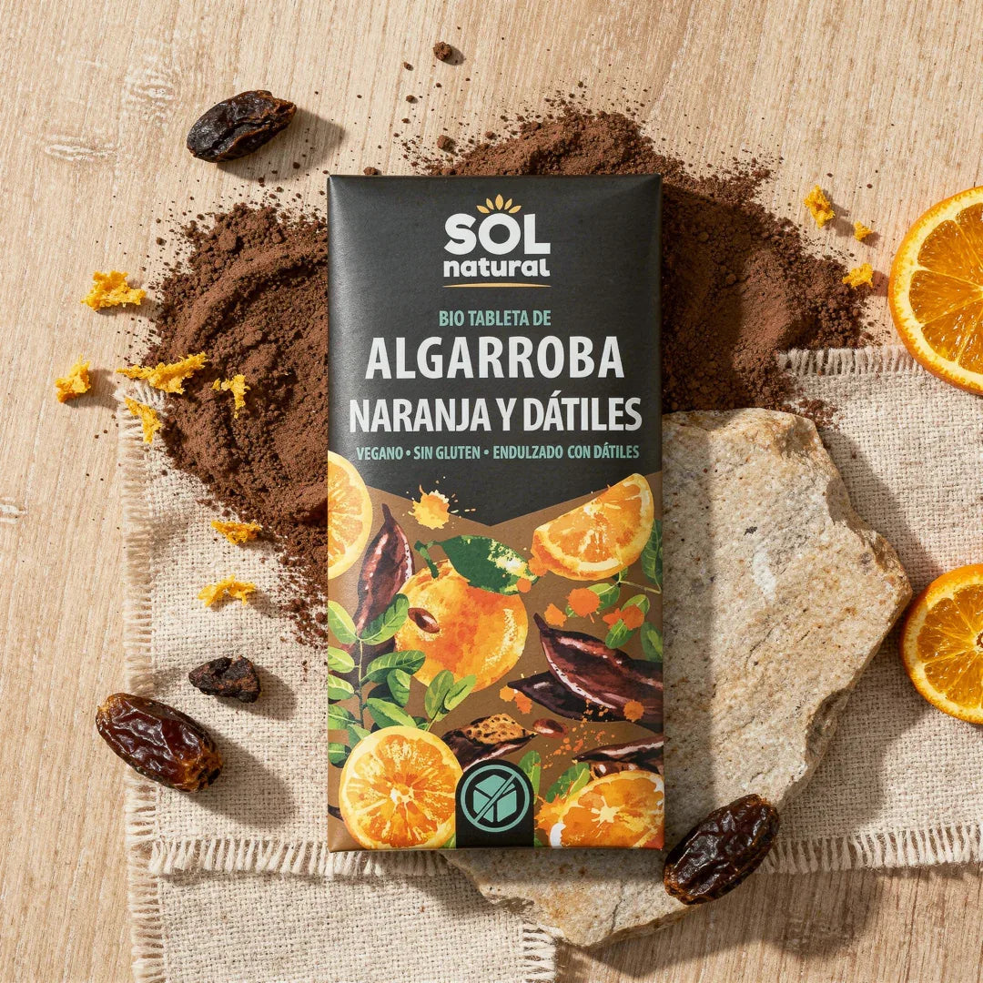 Tableta Algarroba con Naranja y Dátiles 70g Bio